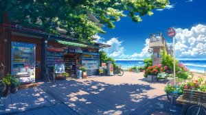 【哲风壁纸】夏日海边-日系插画.png